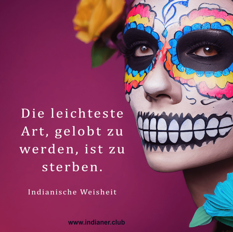 Pinkfarbenes Hintergrundbild mit La Catrina und indianischer Weisheit